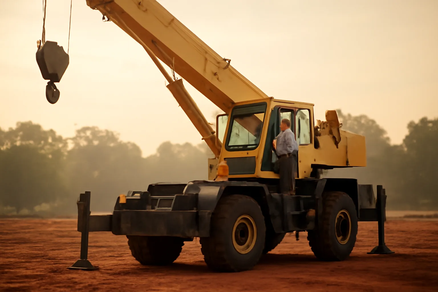 Crane operator standing beside a crane on a Georgia site