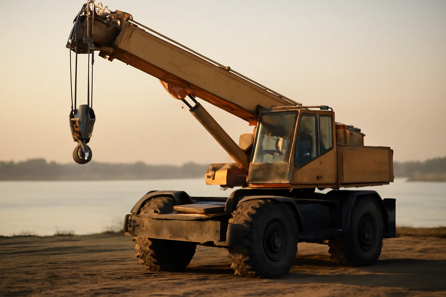 Mobile crane and operator on a Wilmington Delaware waterfront site