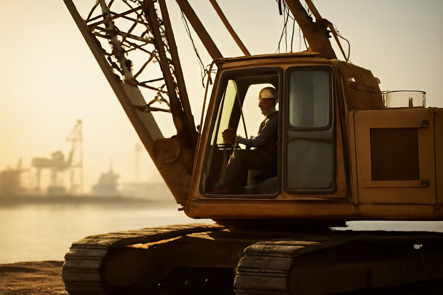 Crawler crane operator working a San Pedro job during California renewal